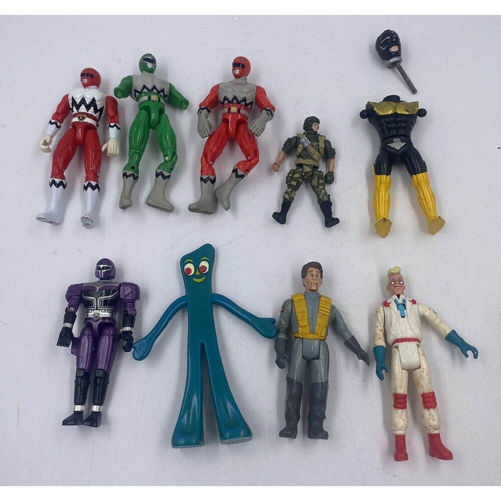 Lot of 9 Vintage Action Figures & Toys 90’s Mixed Lot Some Broken Power Rangers